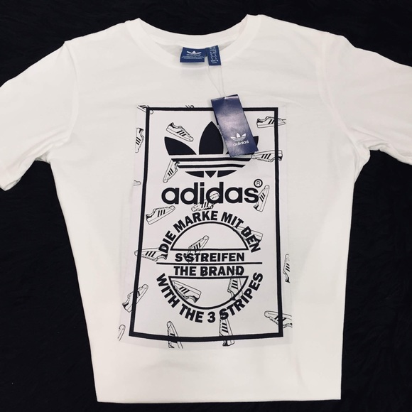 🚨NWT🚨 WHITE ADIDAS TREFOIL TEE SHIRT - Picture 1 of 6
